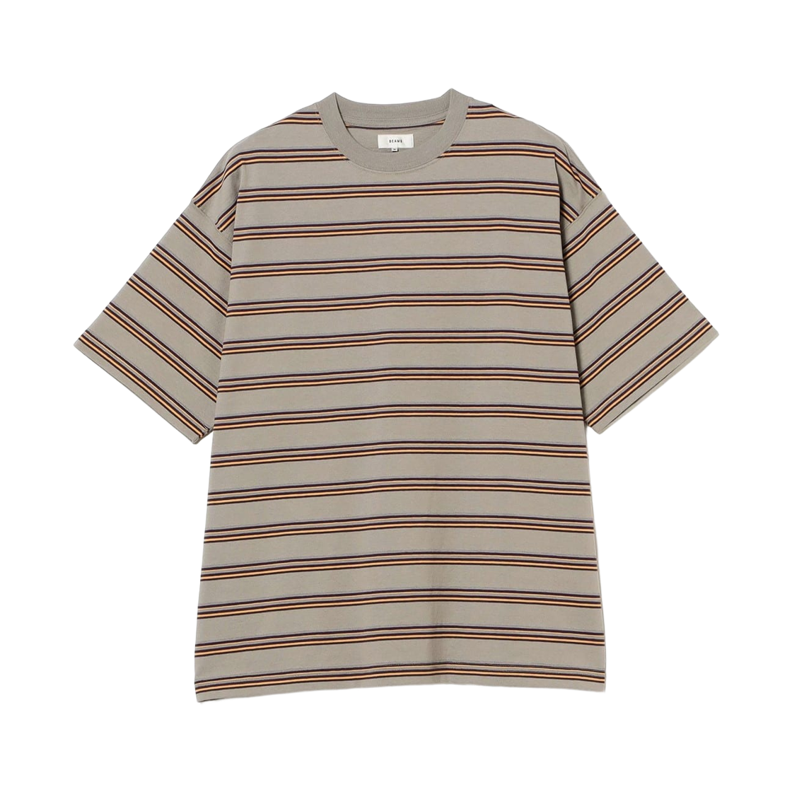 11-04-1440-639 Beams Loose Fit Striped T-Shirt Wide Fit Gray