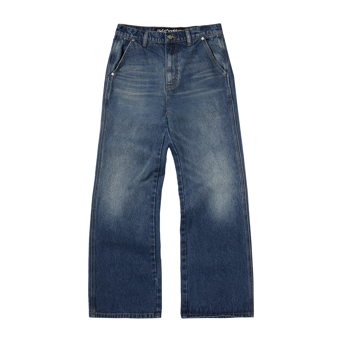 스웨이드 커브드 플레어 데님 블루(Suade Curved Flare Denim Blue)