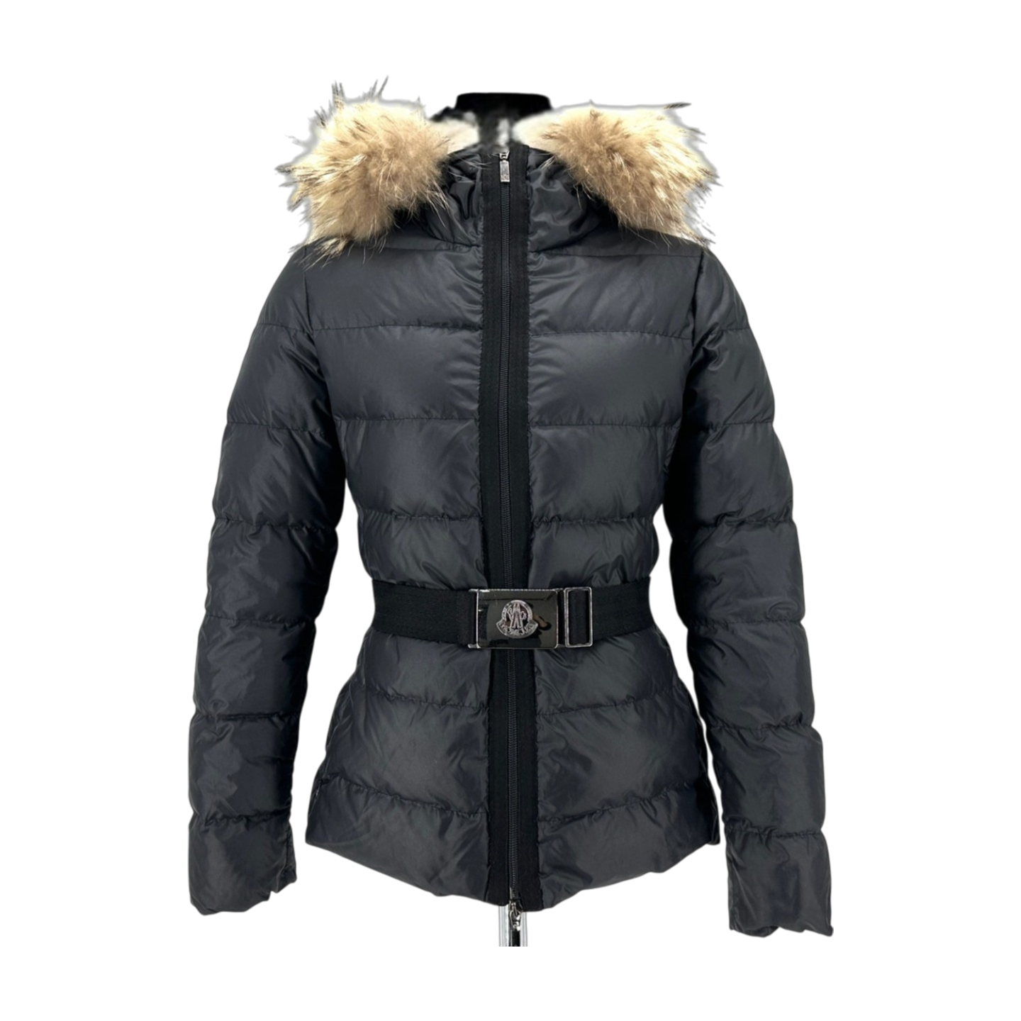 IT8SORS7SU52 Moncler Angres Belted Fur Short Puffer Jacket