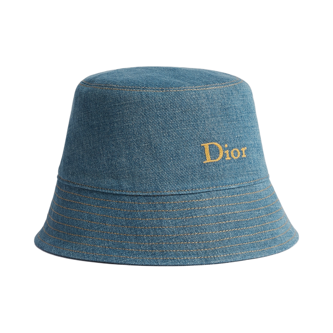 CPB06238EDEN-C500 (W) Dior Teddy D Small Brim Bucket Hat Cotton Linen Denim Blue