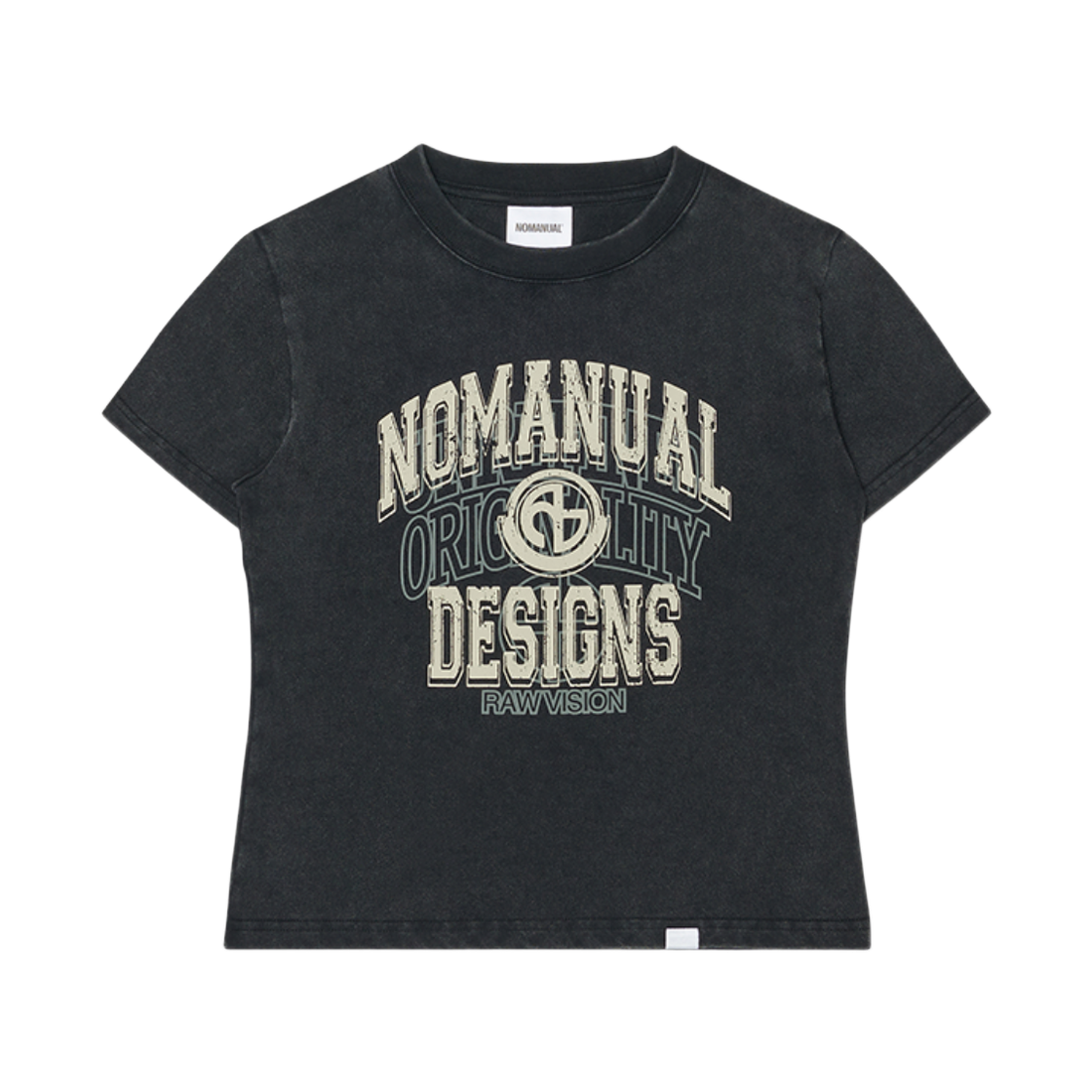 (W) 노매뉴얼 레이어드 아치 그래픽 티셔츠 워시드 블랙((W) NOMANUAL Layered Arch Graphic T-shirt Washed Black) - 1