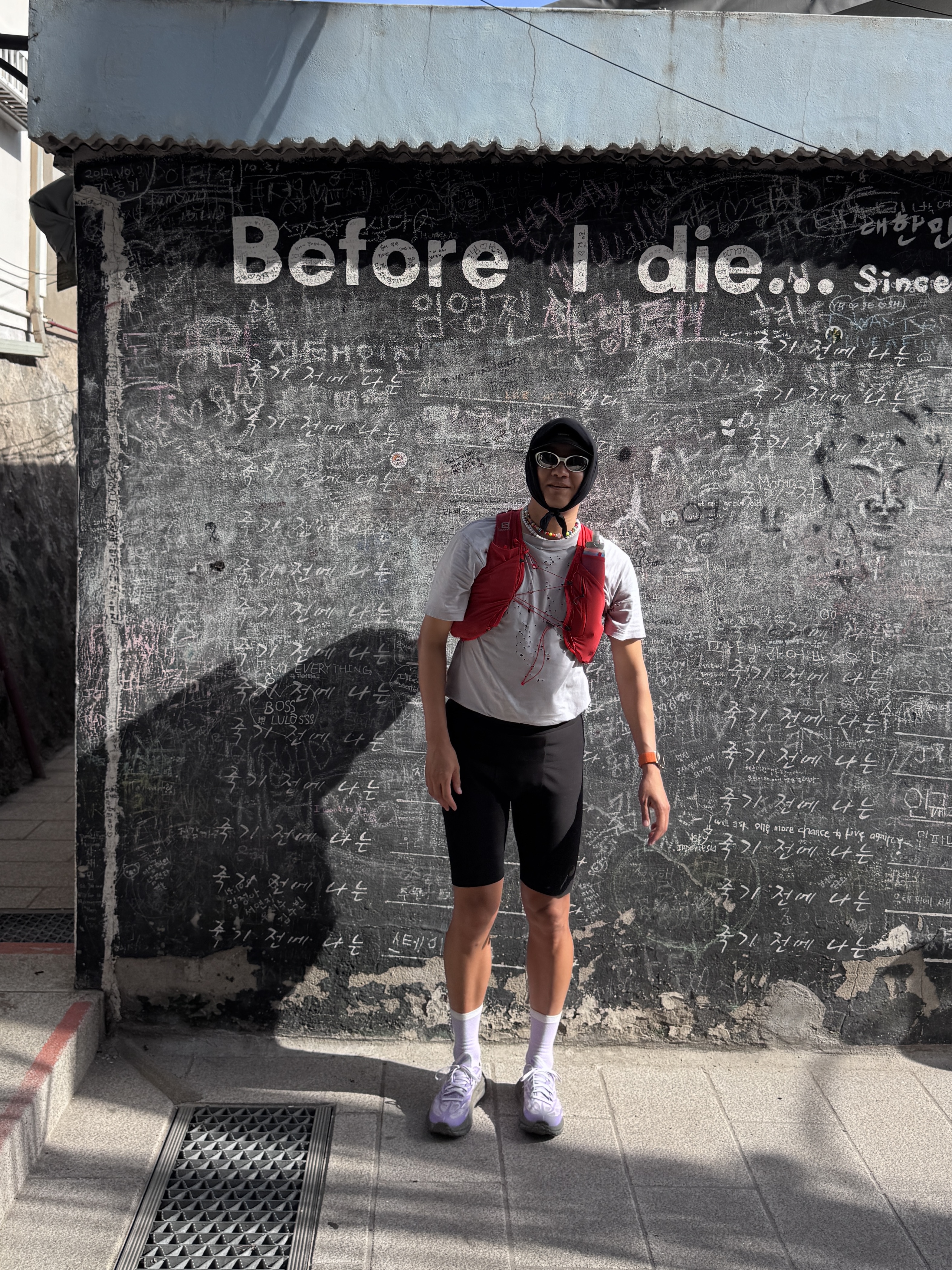 Montbell Versalite Pack 20 Backpack Ice White, Optimistic Runners Glossy Ripstop Shorts Light Grey 착용 스타일 - 4
