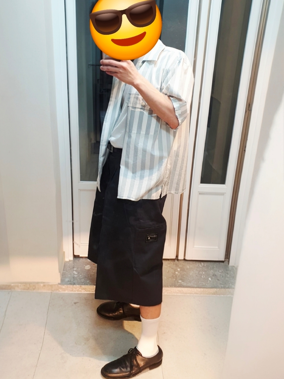 Zara x Willy Chavarria Wide Leg Pleated Bermuda Shorts Black, Guidi 992 Horse Full Grain Leather Derby Black 착용 스타일