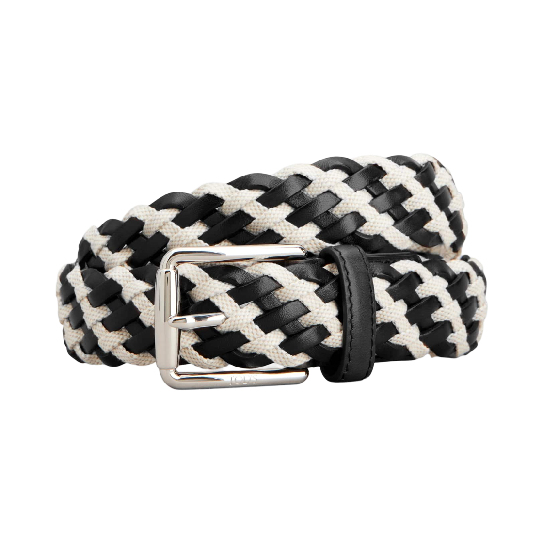 토즈 캔버스 레더 벨트 블랙 화이트(Tod's Canvas Leather Belt Black White)