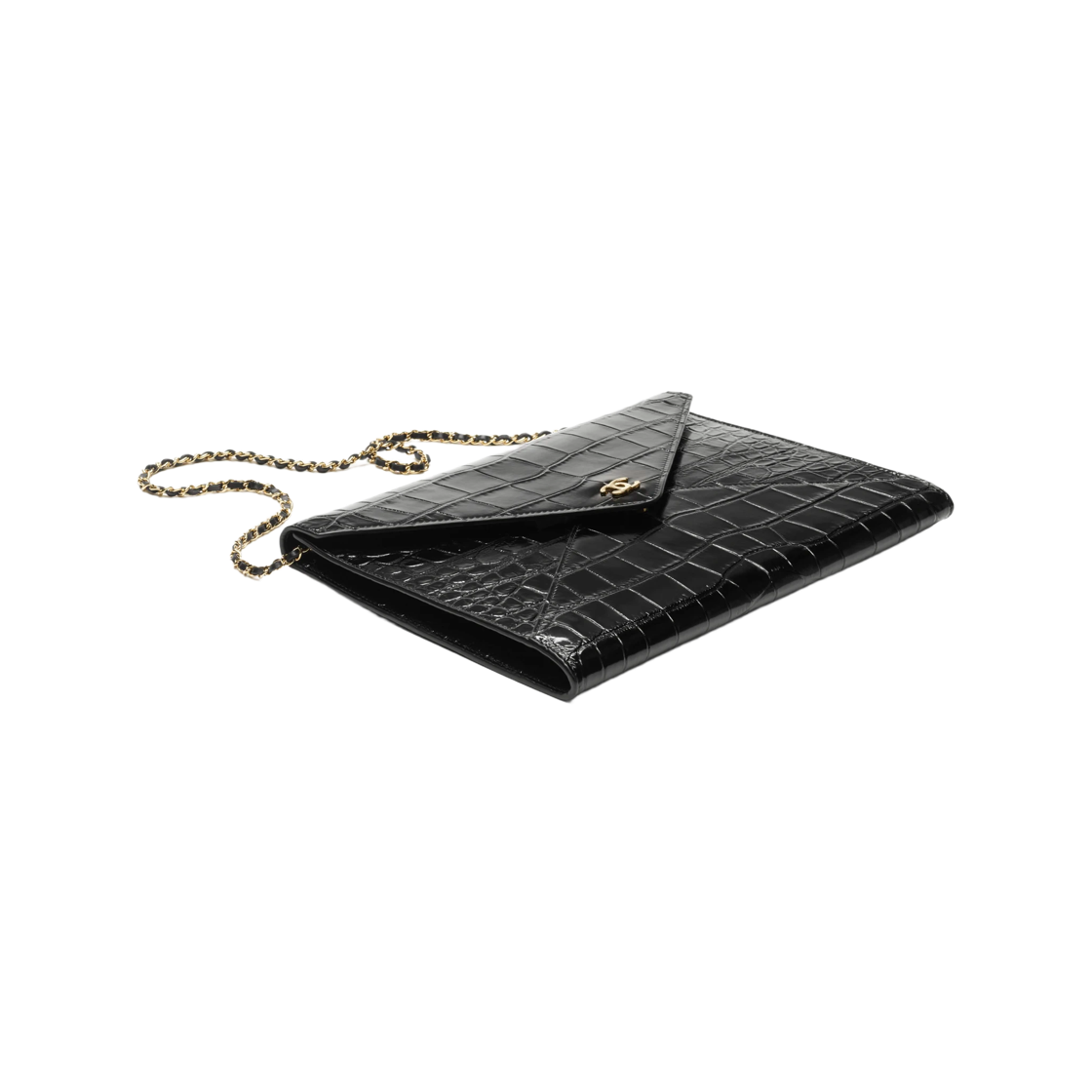 샤넬 클러치 체인 크로커다일 카프스킨 & 골드 메탈 블랙(Chanel Clutch with Chain Crocodile Calfskin & Gold Black) - 2