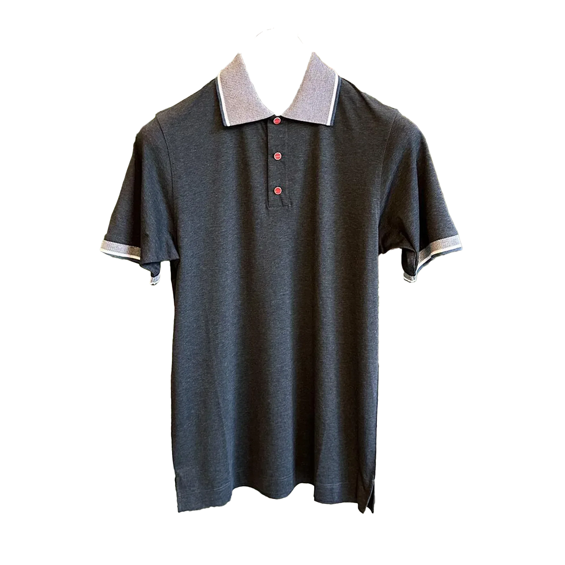 UK1265E22KS002 Kiton Stitch Short Sleeve Polo Shirt Charcoal