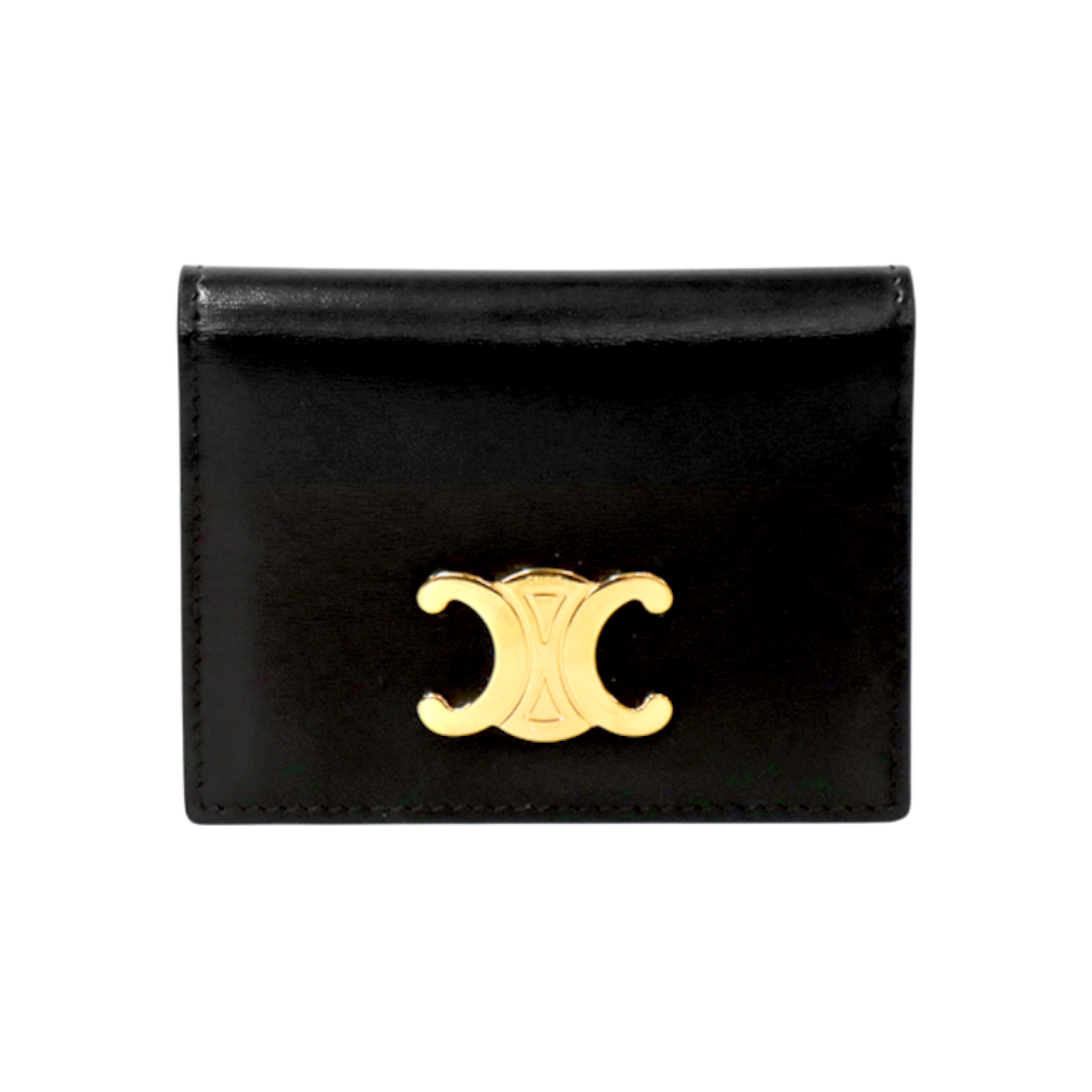 셀린느 블랙 레더 트리오페 바이폴드 카드지갑 C-B57560(Celine Black Leather Triomphe Bifold Card Holder C-B57560)