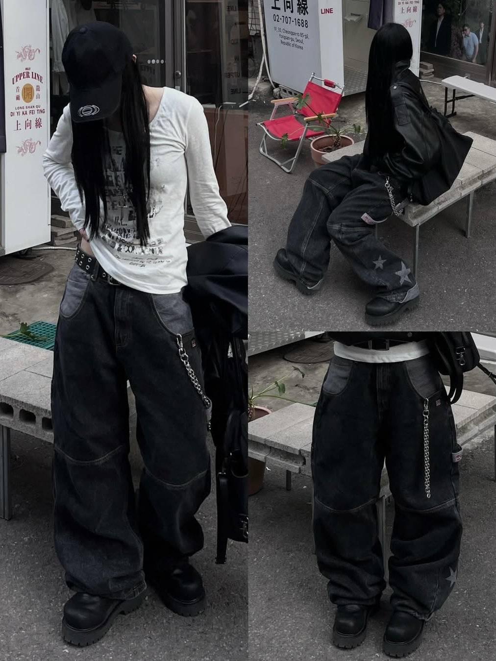 SPORT CHAMBER SC Star Carpenter Denim Pants BLACK 착용 스타일 - 8