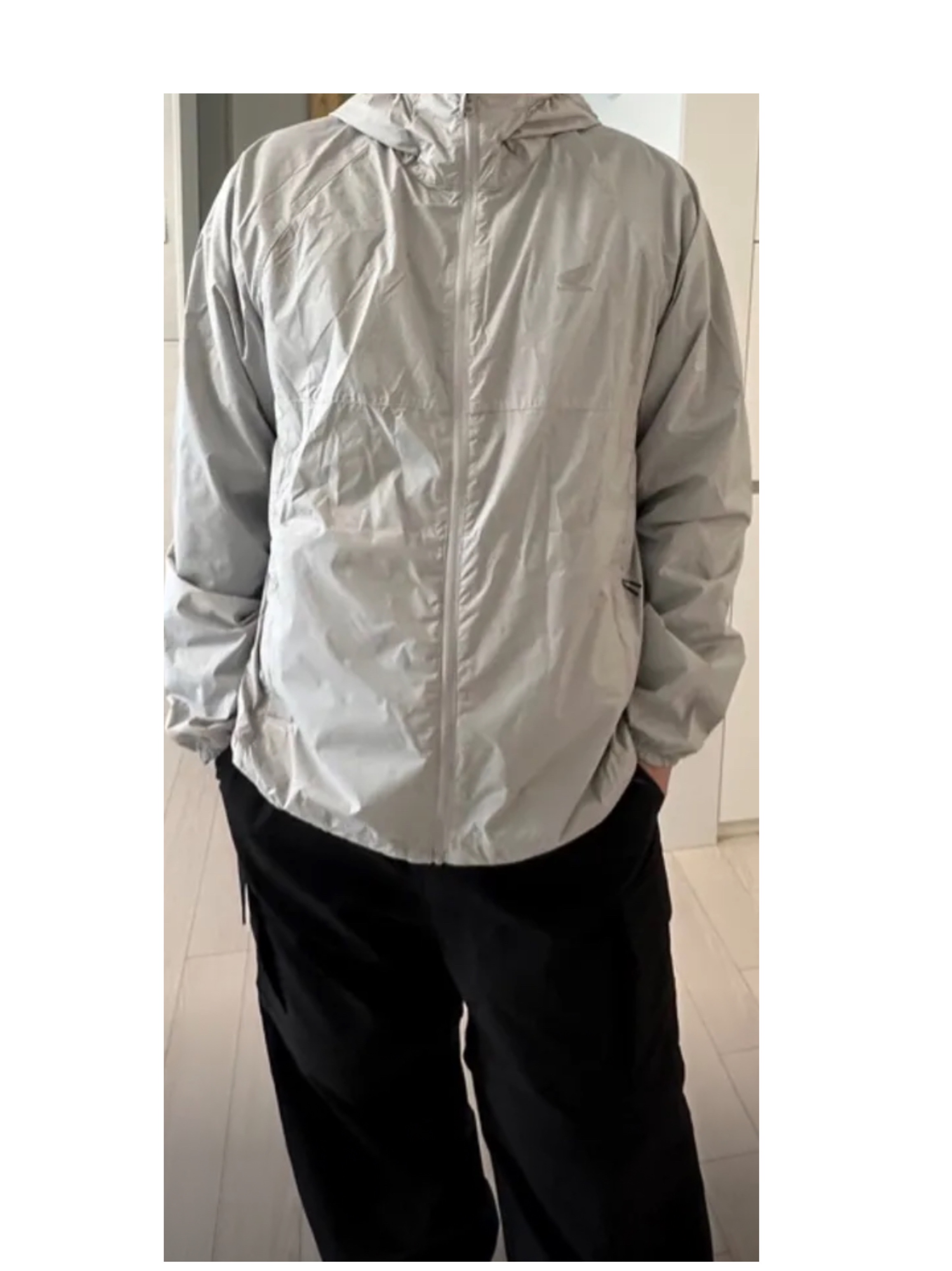 Honda H-Tech Pertex Packable Windbreaker Gray 착용 스타일
