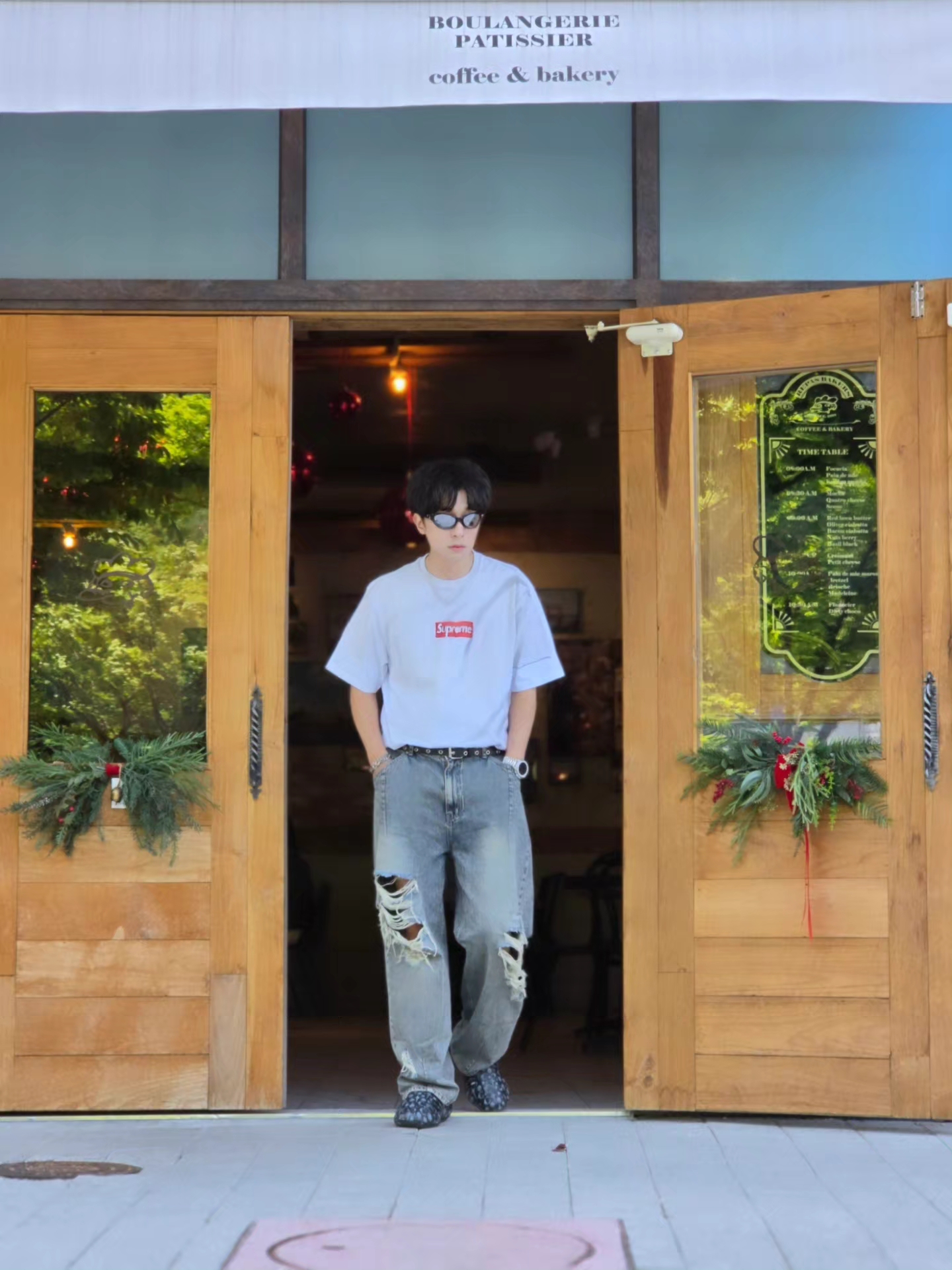Supreme x MM6 Maison Margiela Box Logo T-Shirt White - 24SS, Diesel Dx1446 Red Enamel Stainless Steel Chain Necklace Silver 착용 스타일 - 2