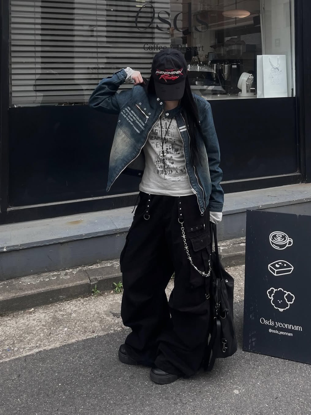 SPORT CHAMBER SC Denim Biker Jacket INDIGO 착용 스타일 - 9