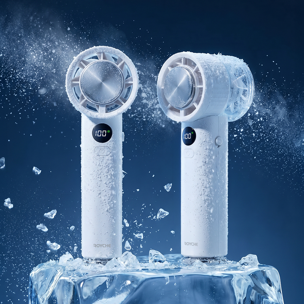 로이체 100단 조절 급속 냉각 에어컨 쿨링 BLDC 고속 휴대용 선풍기(Royche 100-Speed Rapid Cooling BLDC Portable Handheld Fan with AC-Style Cooling Pad) - 2
