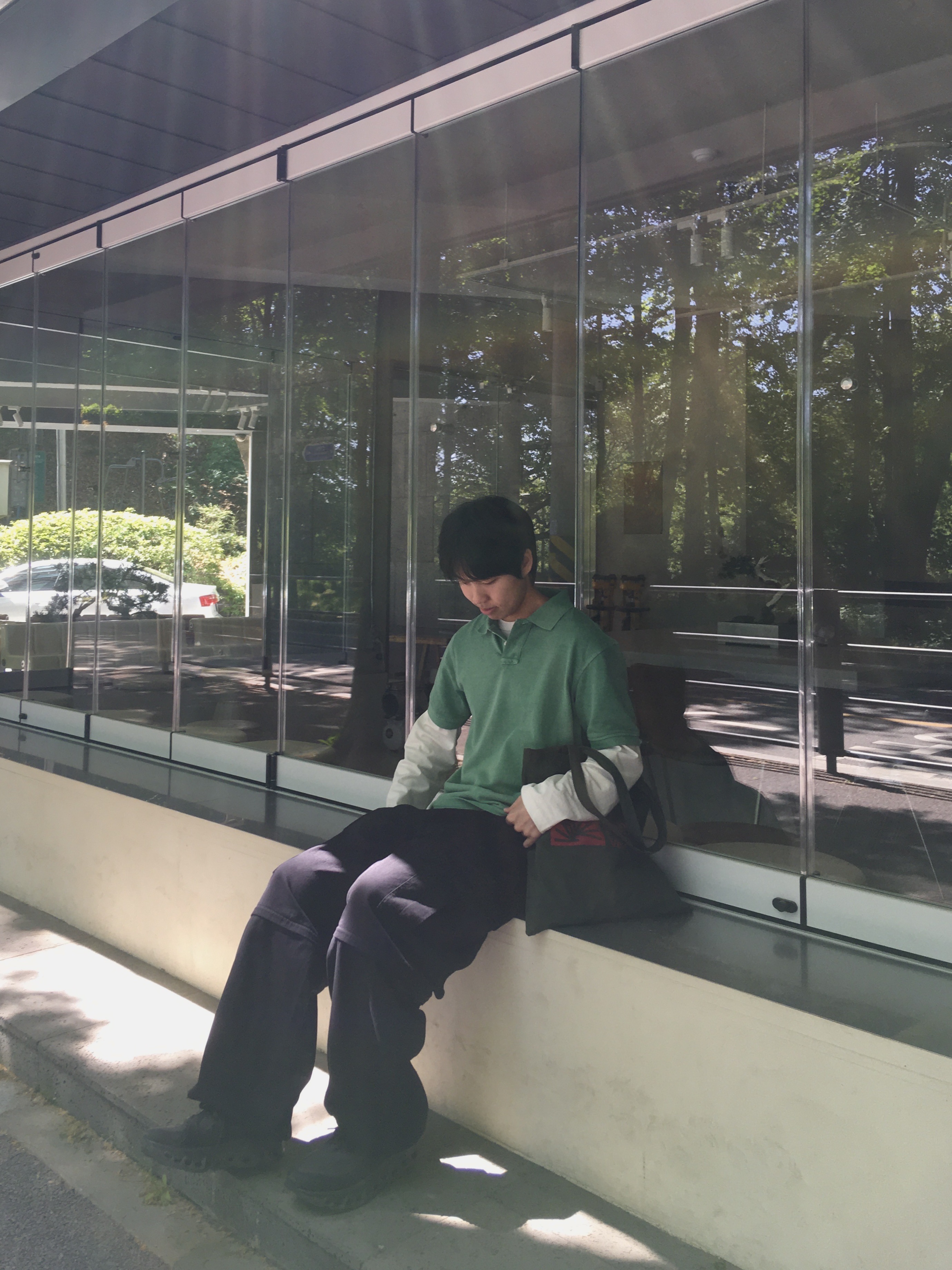 On Running x Post Archive Faction (Paf) Cloudmonster 2 Thorn Brown, Zara x Aaron Levine Washed Pique Polo Shirt Navy 착용 스타일 - 4