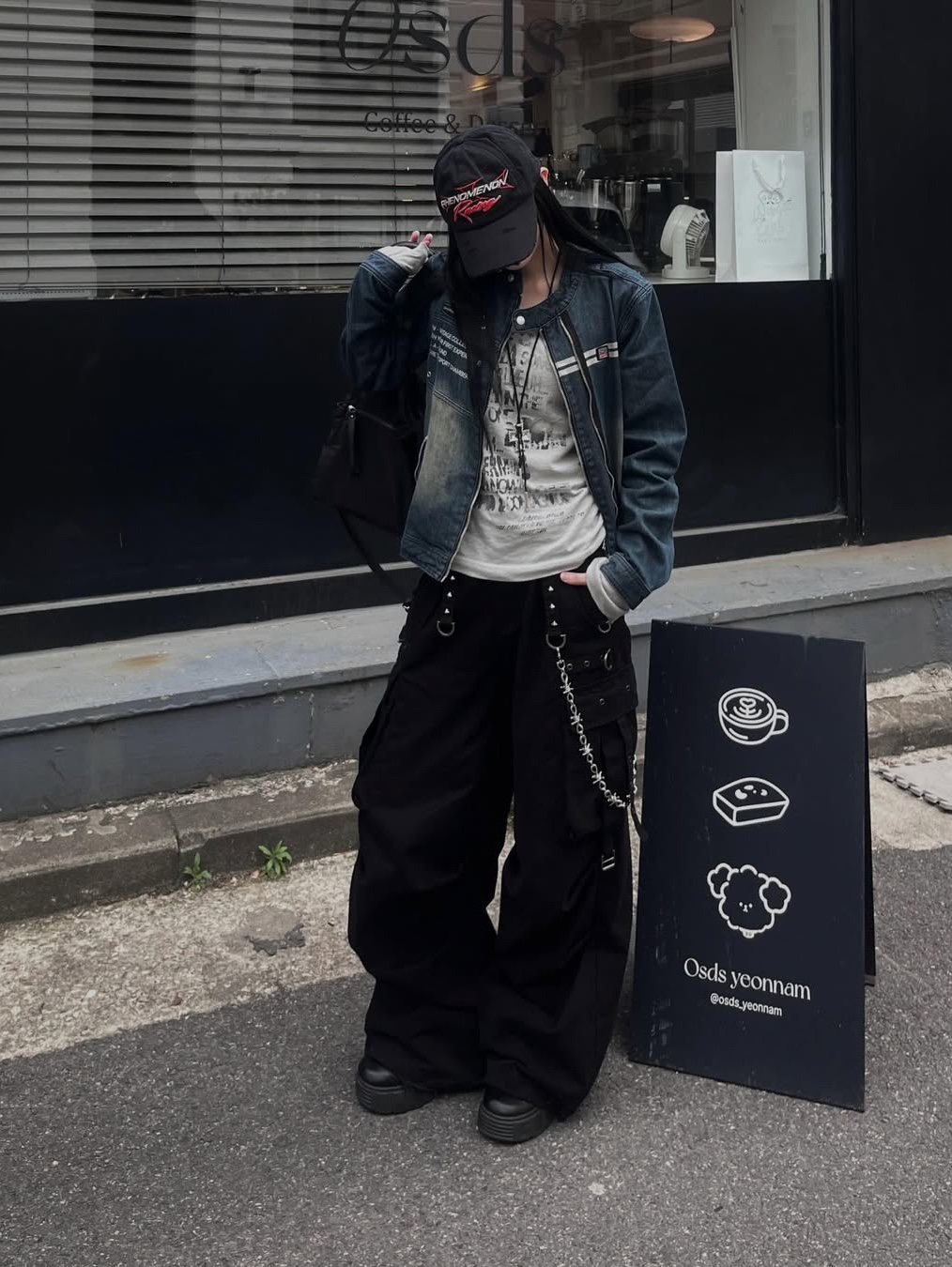 SPORT CHAMBER SC Denim Biker Jacket INDIGO 착용 스타일 - 1