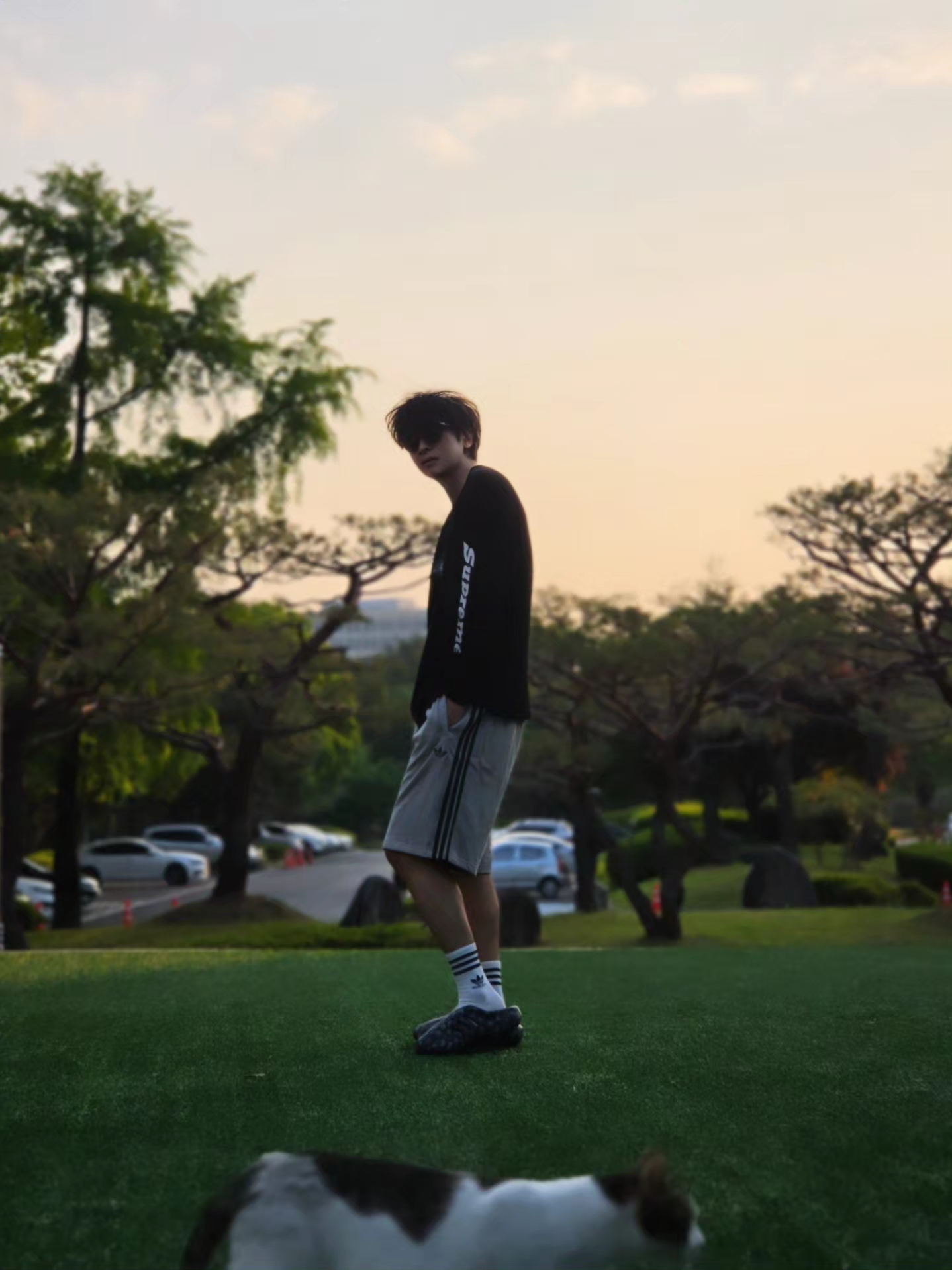 Adidas 3-Stripes Shorts Medium Grey Heather - US Sizing, Adidas 3-Stripes Shorts Medium Grey Heather - KR Sizing 착용 스타일 - 1