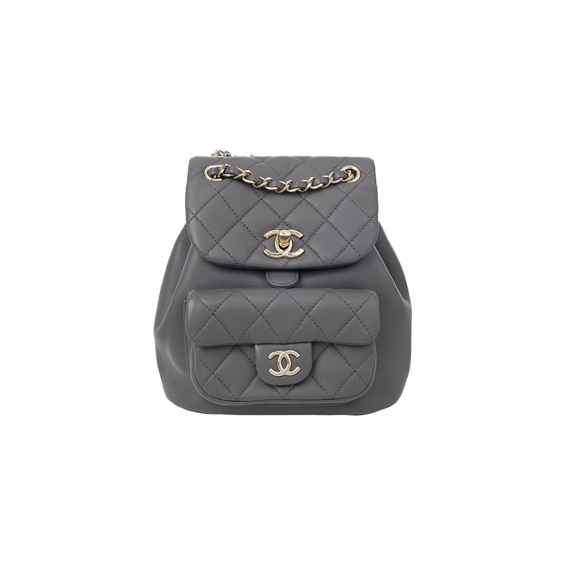 ITGD8QO4WEBQ Chanel Duma Small Backpack in Gray Champagne Gold Lambskin