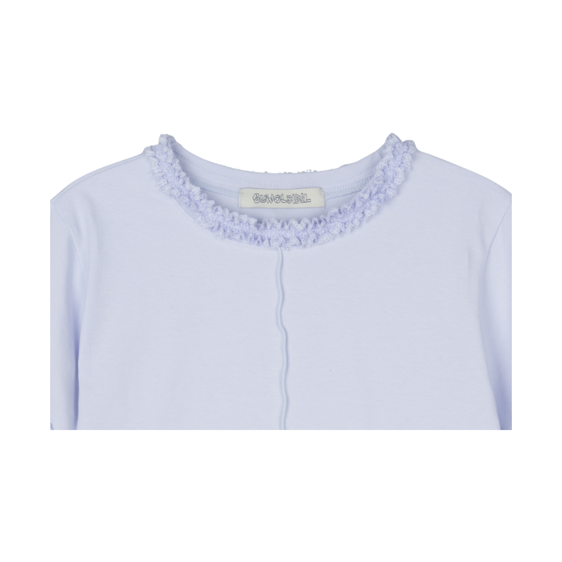 구월십일 레이스 세미 크롭 반팔 티셔츠 라벤더(GUWOLSIBIL Lace Semi Crop Top Lavender) - 3