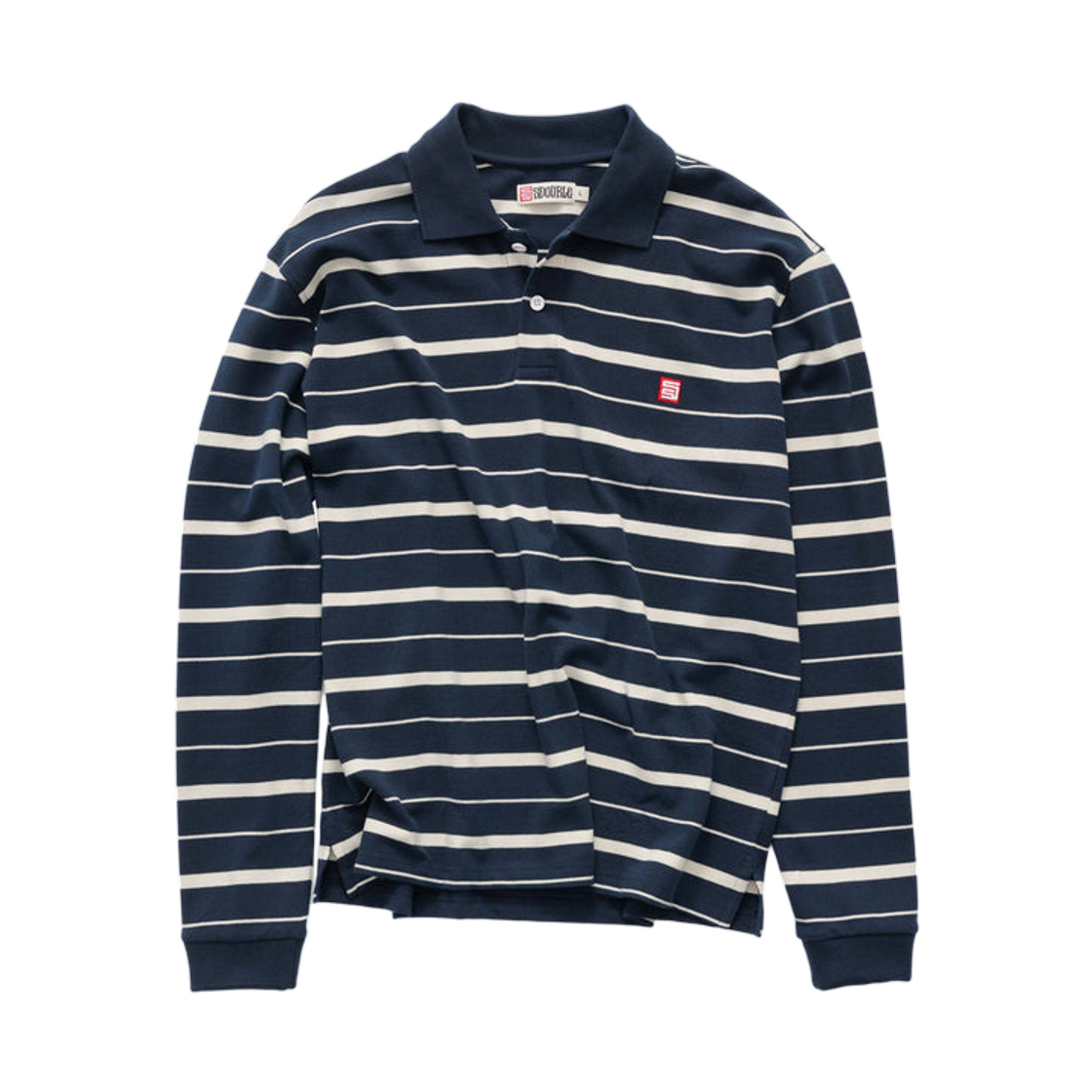 에스더블 스트라이프 롱슬리브 폴로 네이비 내츄럴(S/Double Stripe L/S Polo Navy Natural)