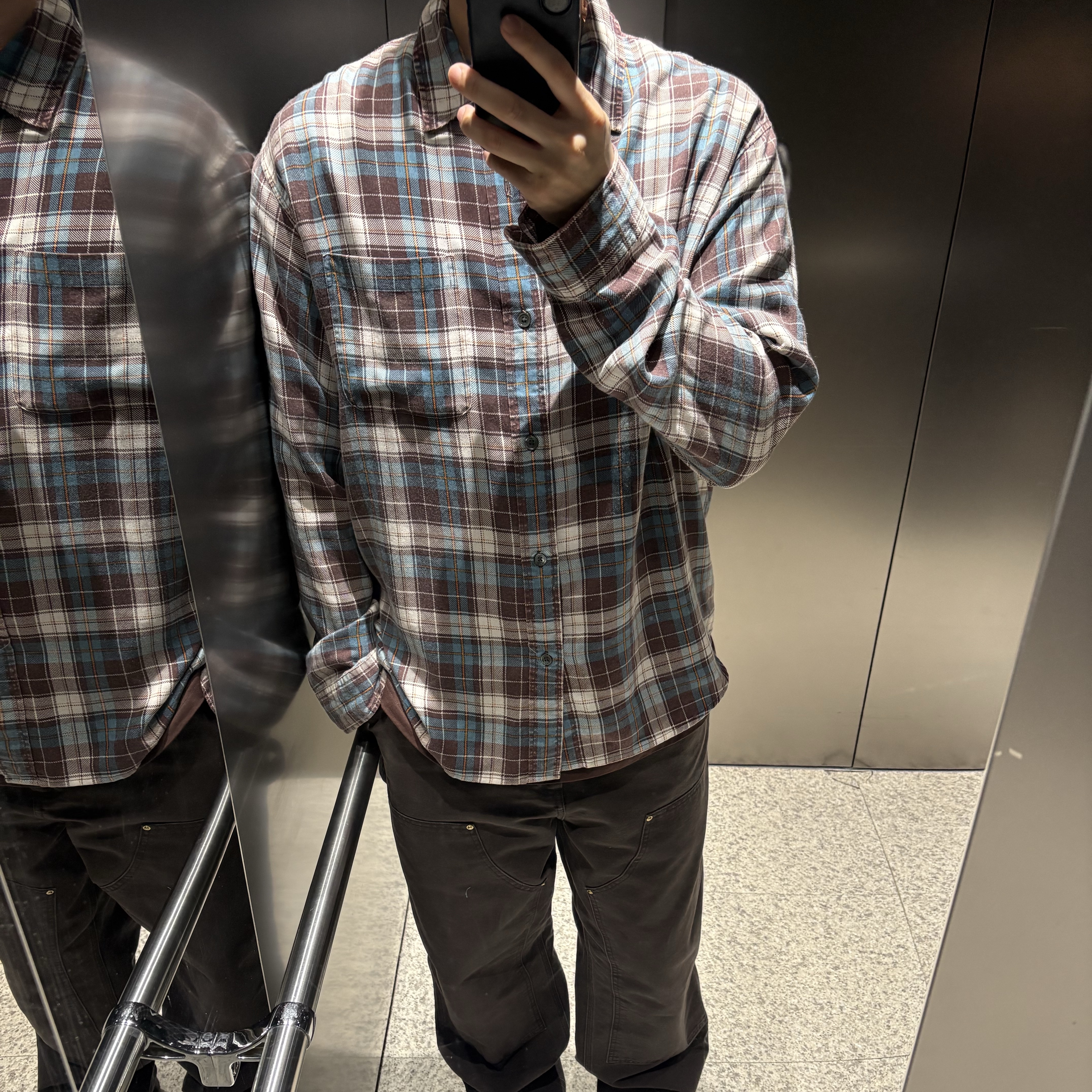 Stussy Matthew Plaid Shirt Brown 착용 스타일