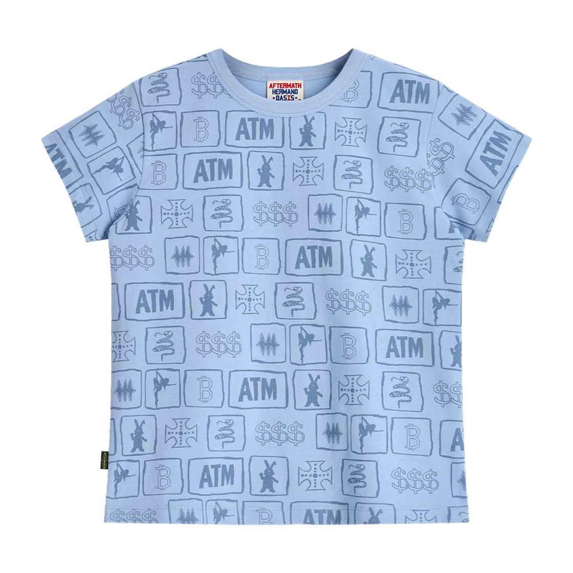 애프터매스 여성 풀 프린트 반팔 티셔츠 스카이블루(Aftermath Atm W Full Print Tee Sky Blue)