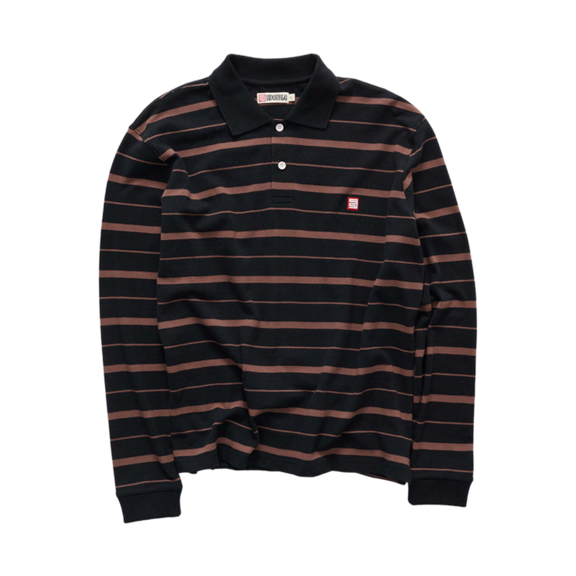 에스더블 스트라이프 롱슬리브 폴로 브라운 블랙(S/Double Stripe L/S Polo Brown Black) - 1