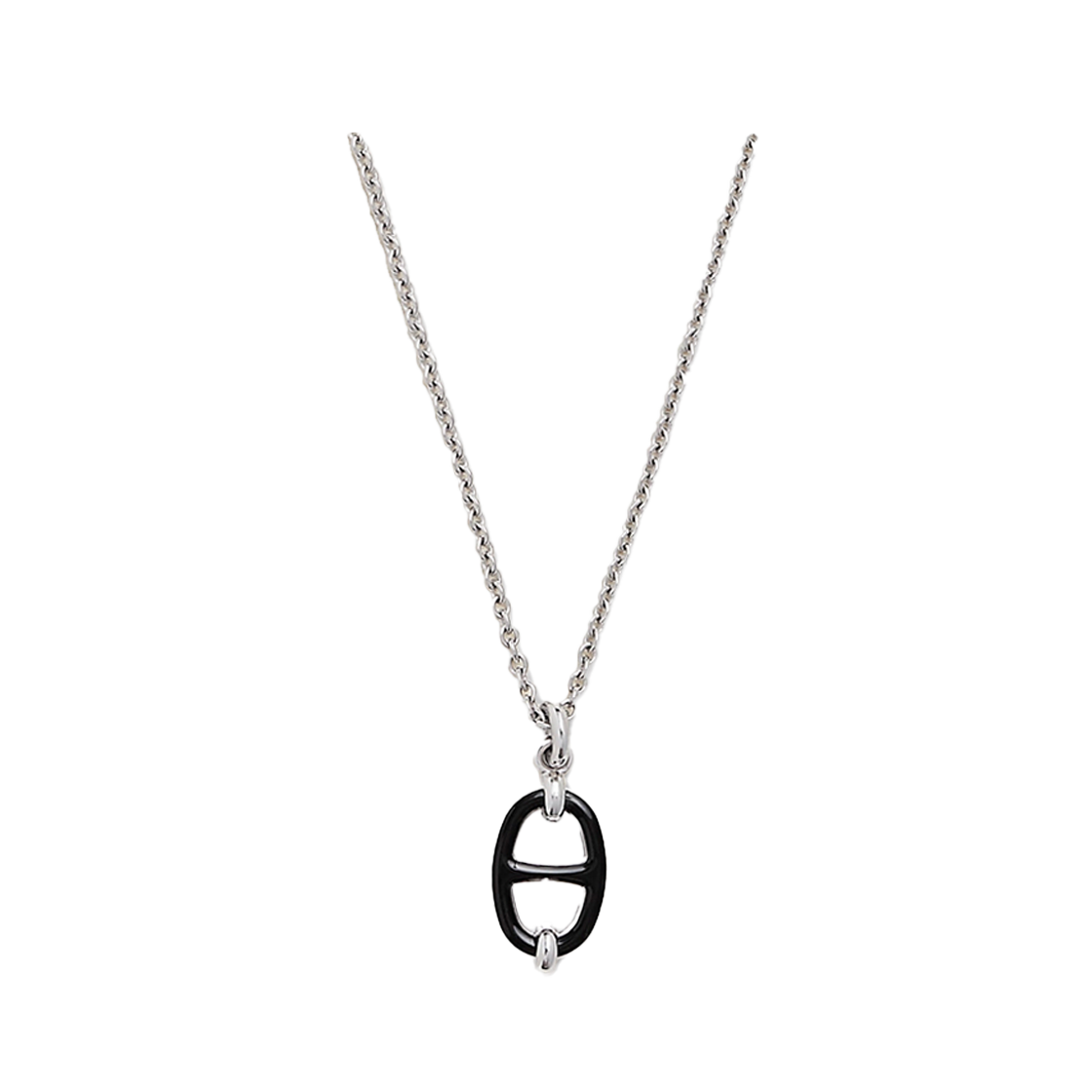 ITTTHU3CFW62 Hermes Mini Maillon Pendant Necklace Noir H100053FP03