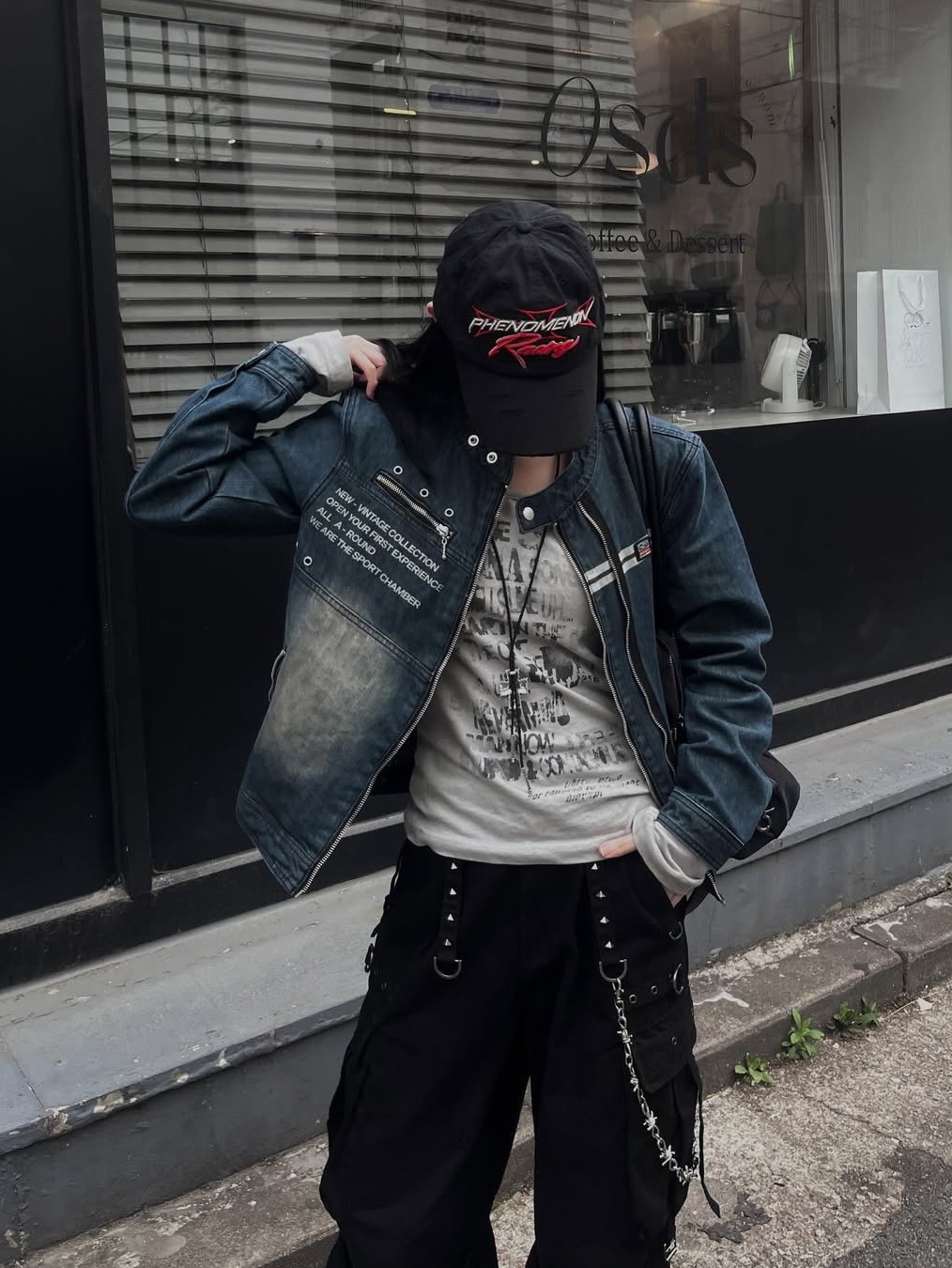 SPORT CHAMBER SC Denim Biker Jacket INDIGO 착용 스타일 - 4