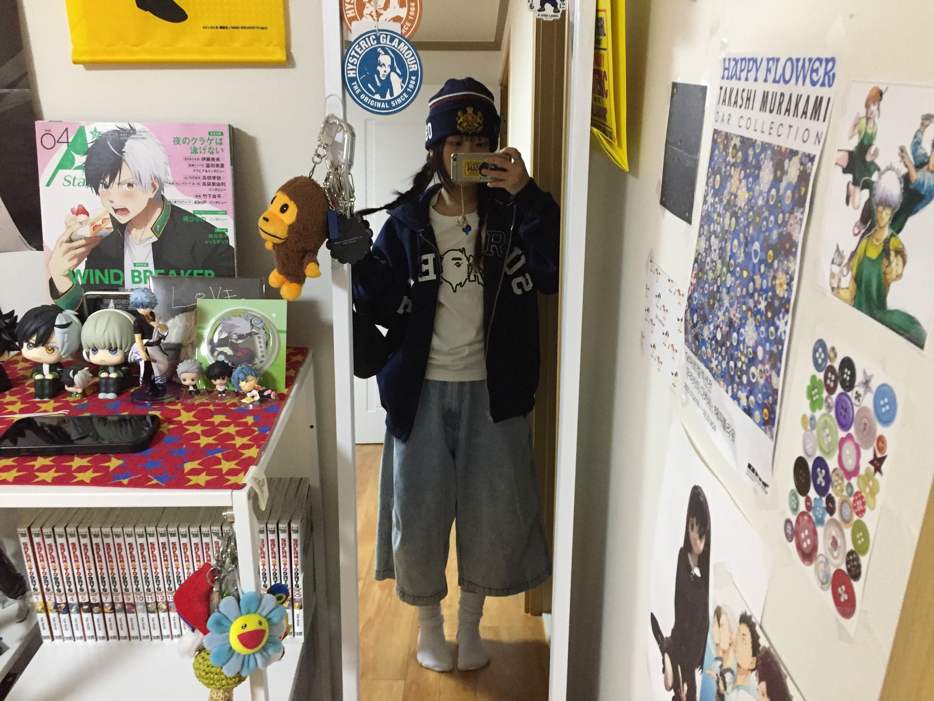 Sansan Gear Washing Denim Pants Blue, Afternude Bad Bear Tee Yellow 착용 스타일 - 6