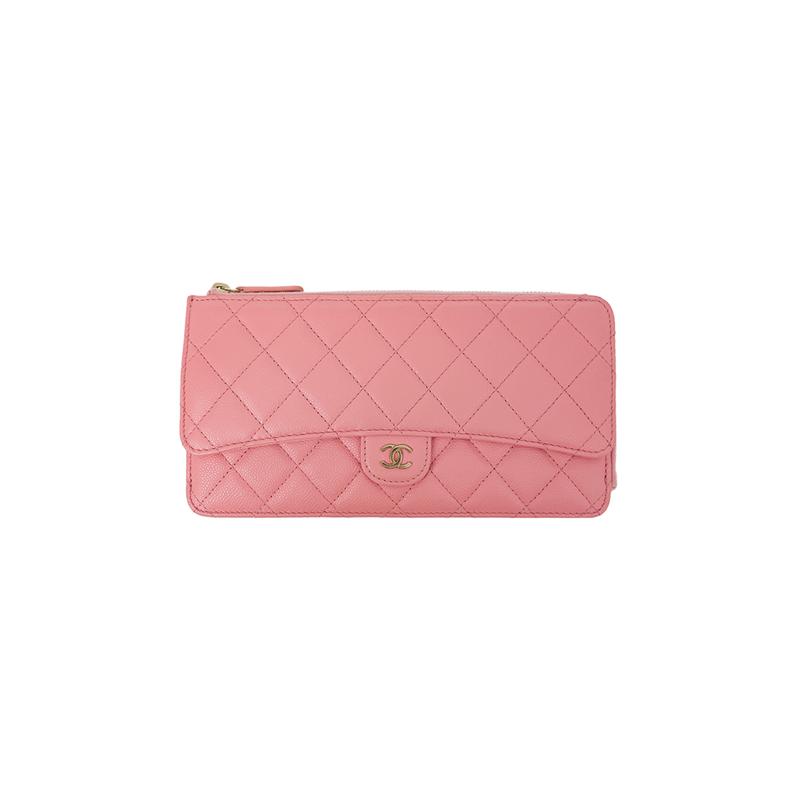 샤넬 21S CC로고 지퍼 장지갑 핑크 금장 캐비어 (6ET0831)(Chanel 21S CC Logo Zip Long Wallet in Pink Caviar Gold Hardware)