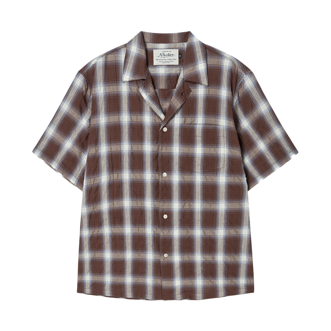 엔 아카이브 에어리 시어서커 체크 오픈 카라 반팔 셔츠 멀티(N ARCHIVE Airy Seersucker Check Open Collar Shirts Multi)
