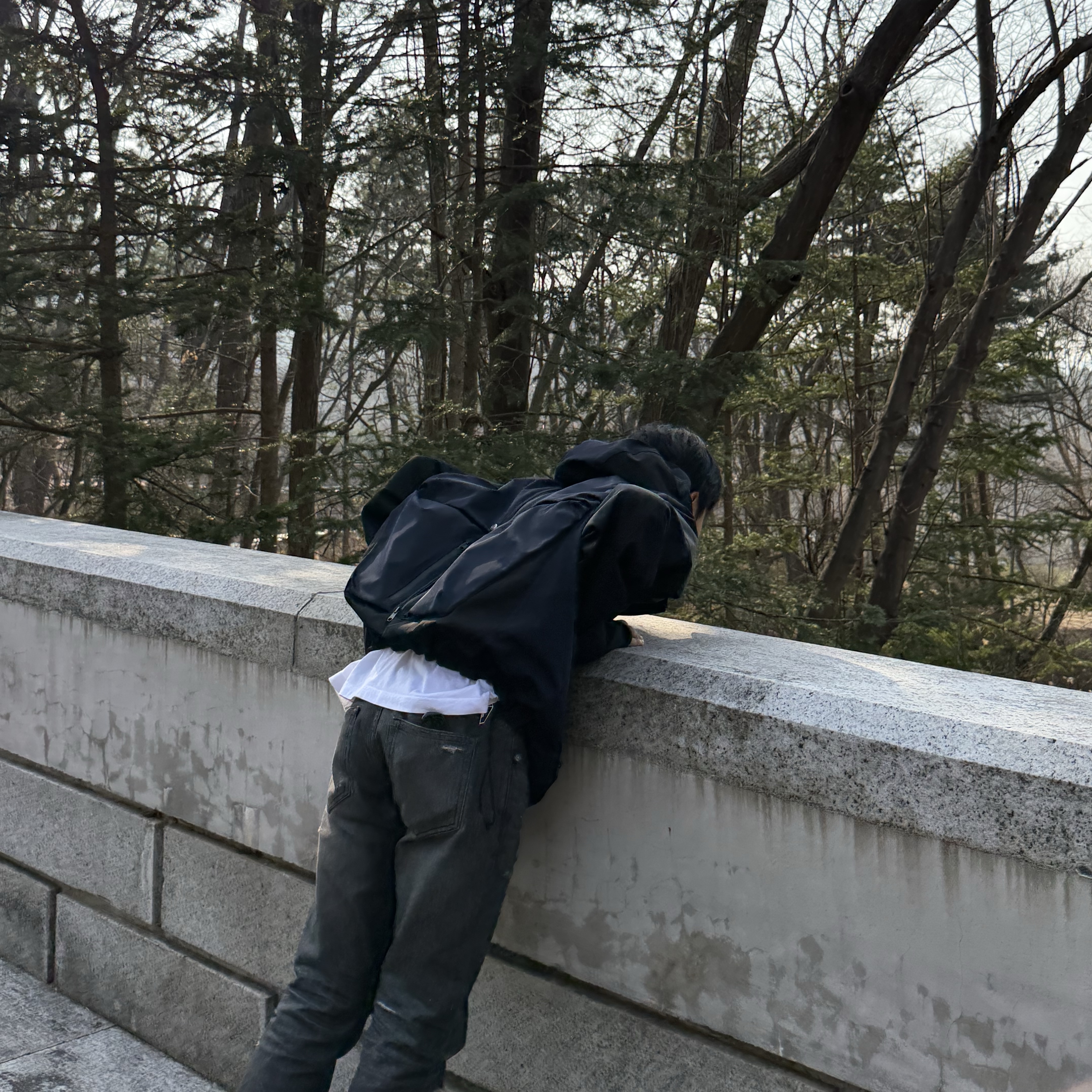 Undermycar Kame Multi Zip Turtle Shell Parka After Midnight - 22FW, Undermycar Ecdysis Destroyed Wax Coating Jeans with Konic Section Obsidian - 22FW 착용 스타일 - 2