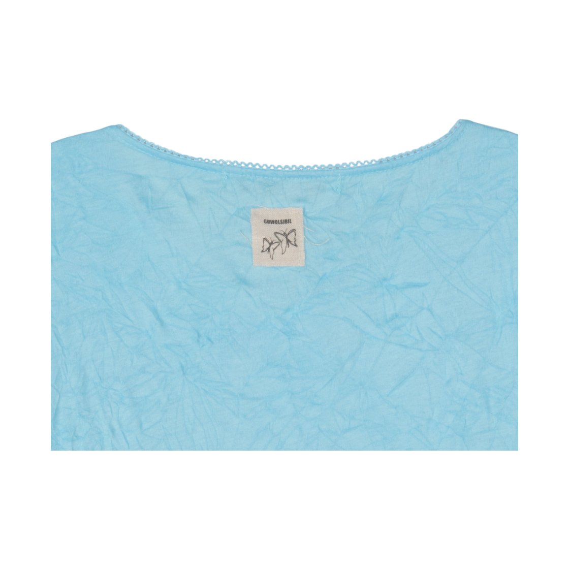 구월십일 레이스 펌프 캡 반팔 티셔츠 스카이블루(GUWOLSIBIL Lace Pump Cap Sleeve Top Skyblue) - 4