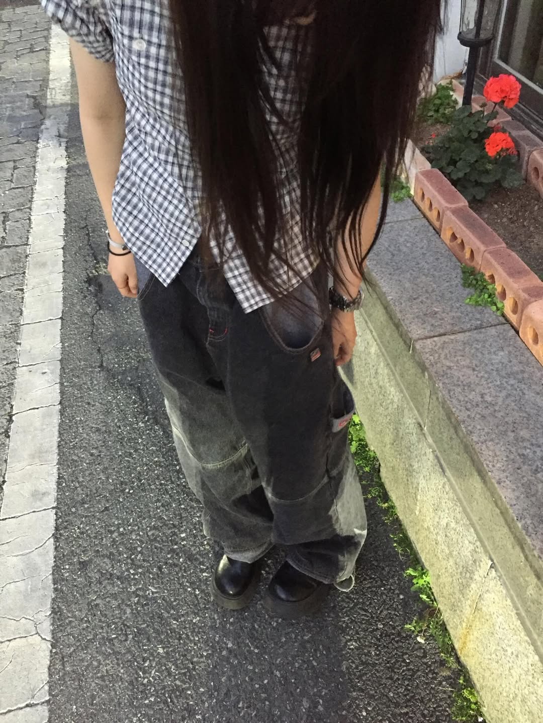 SPORT CHAMBER SC Star Carpenter Denim Pants BLACK 착용 스타일 - 4