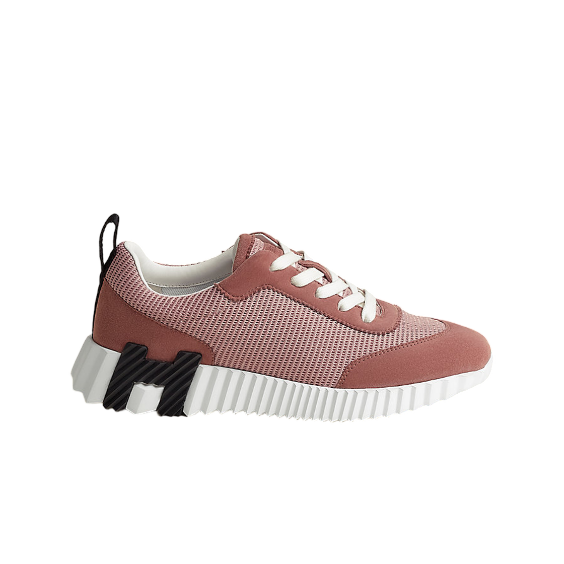 H251099ZRA (W) Hermes Bouncing Sneaker Textured Mesh Suede Goatskin & Rose Antique