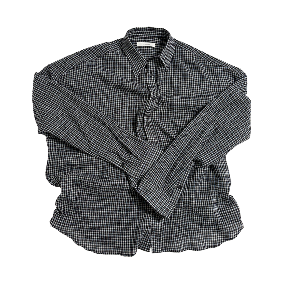 논노드 플렉시블 시어 체크 셔츠 블랙(Nonnod Flexible Sheer Check Shirt Black)
