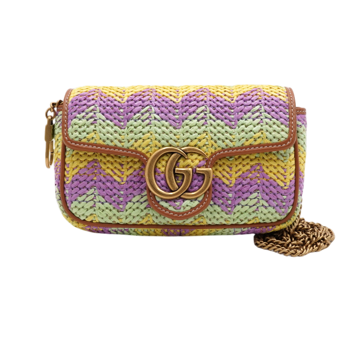 구찌 780182 GG마몽(마몬트) 라피아 미니 체인 숄더백 겸 크로스백aa63571(Gucci GG Marmont Raffia Mini Chain Shoulder Bag & Crossbody)