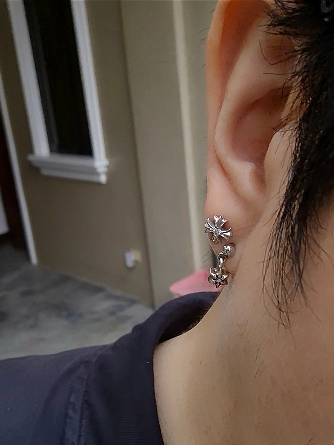 Hansroom Chrome Hearts Star Drop Earring Diamond 착용 스타일 - 2