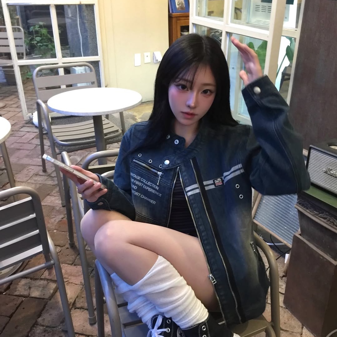 SPORT CHAMBER SC Denim Biker Jacket INDIGO 착용 스타일 - 1