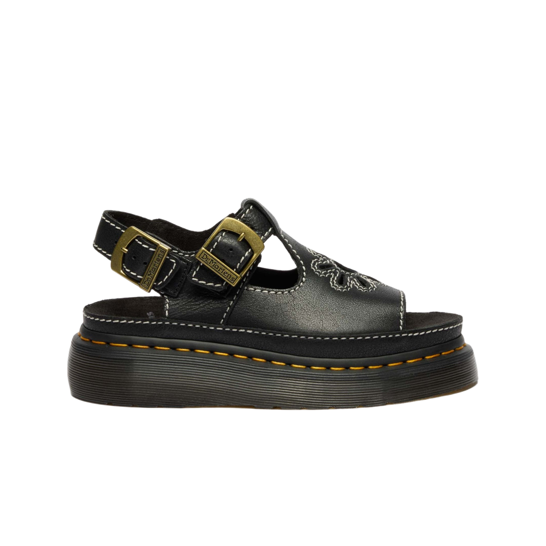 40526001 Dr. Martens Dunnet Flower Full Grain Leather Sandals Black