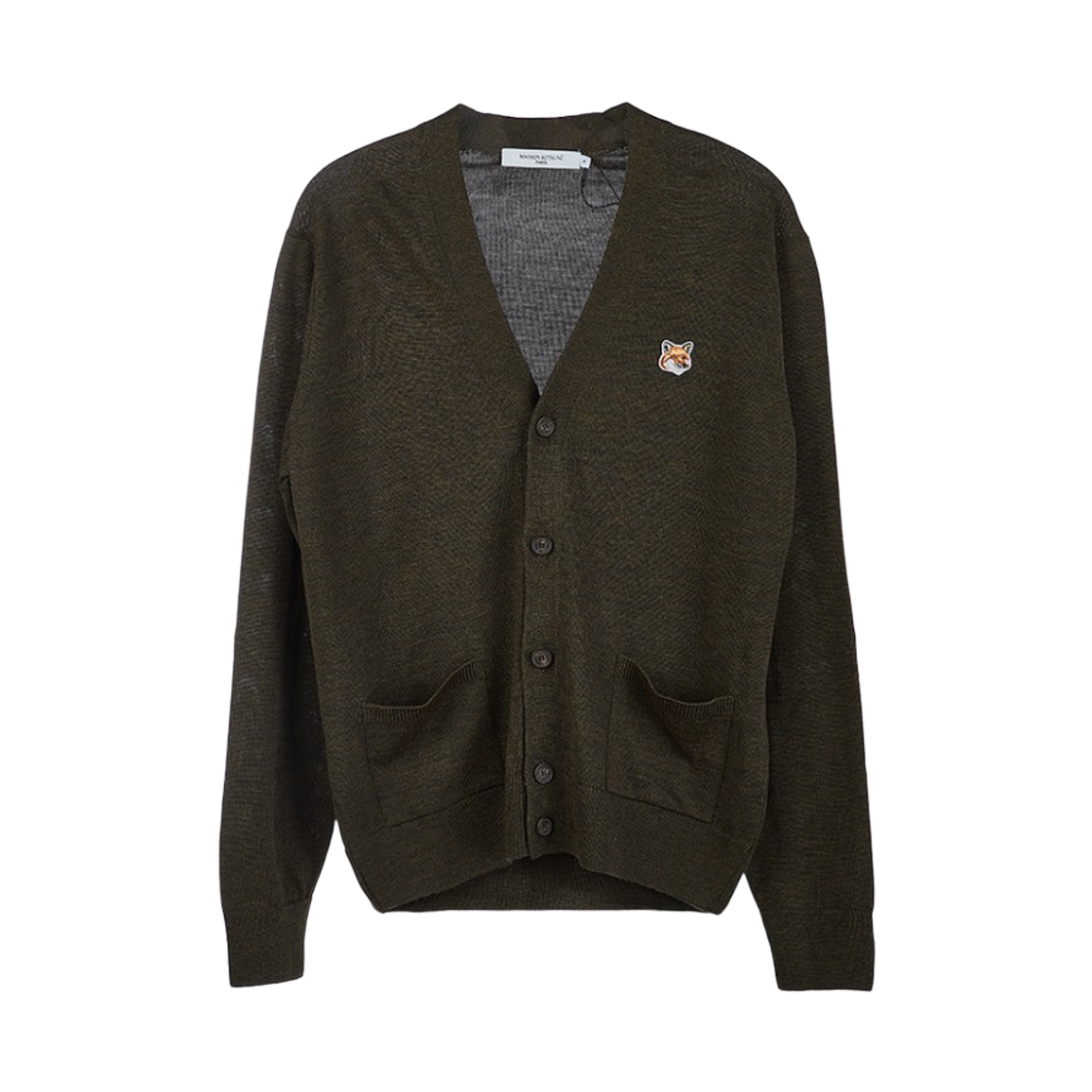 HU00505KT1036-P356 Maison Kitsune Fox Head Patch Classic Cardigan Avocado