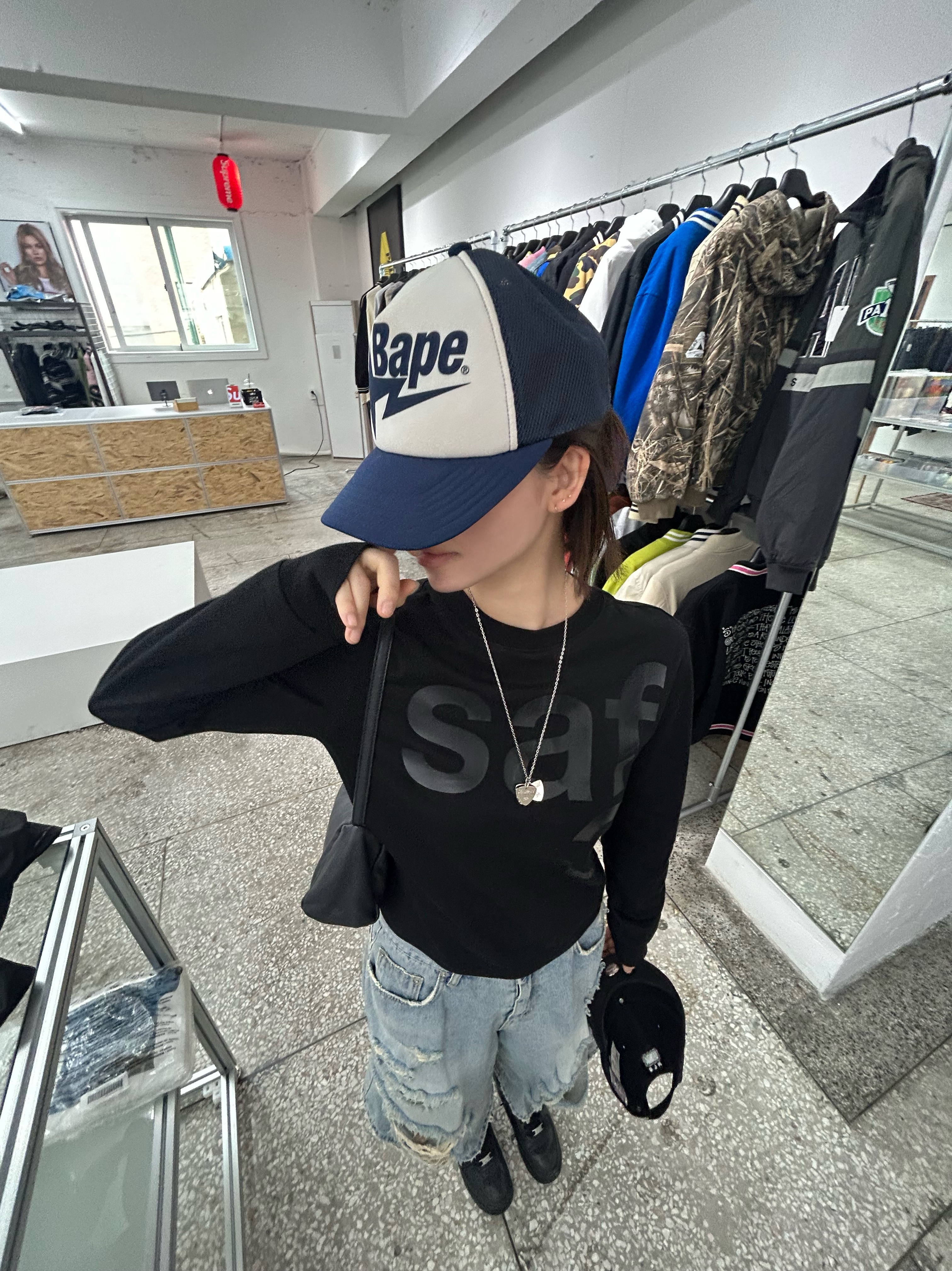 (W) Hysteric Glamour On Skull Pick Necklace Silver, [예약 배송][KREAM 단독] Safarispot Women 1/2 Basic Safari LS T-Shirt Black 착용 스타일