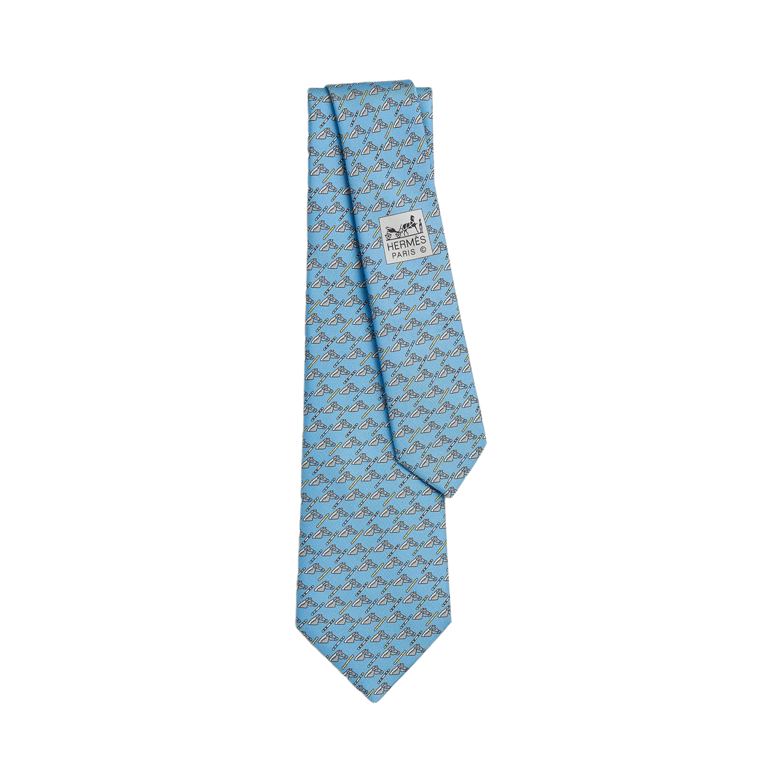 H006217T04 Hermes Colourful Jump Tie Bleu Clair Blanc Jaune