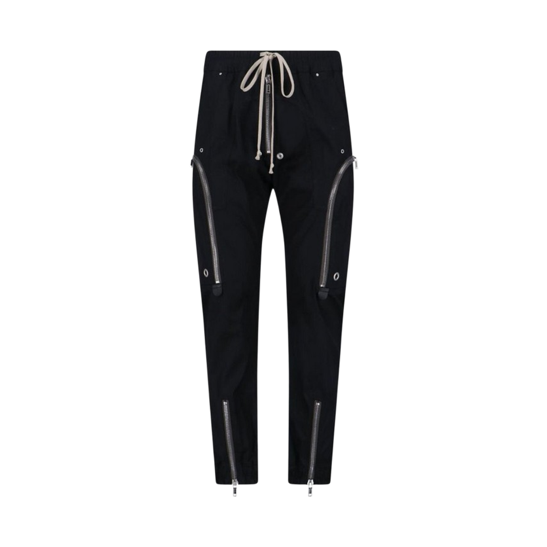 RU01F2377-TE-09 Rick Owens Temple Bauhaus Cargo Pants in Heavy Poplin Black