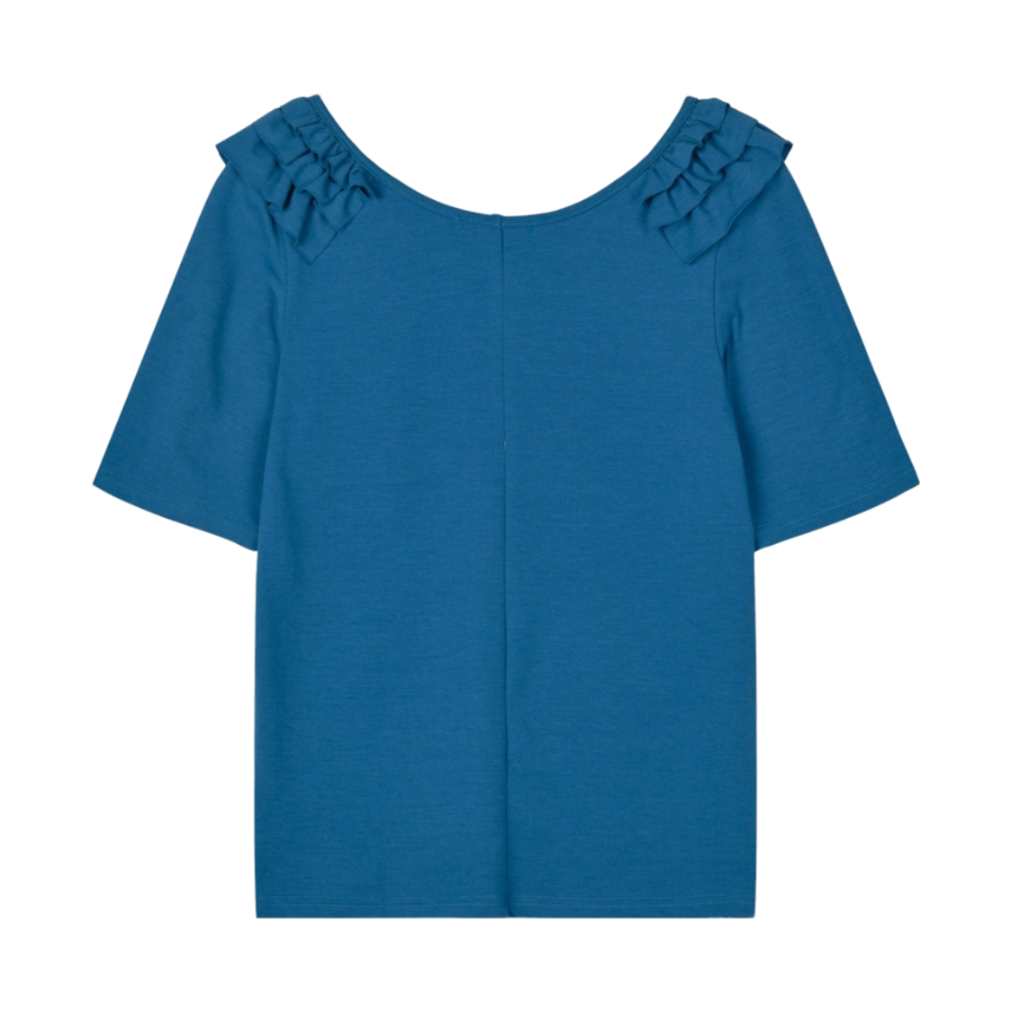 구월십일 프릴 유넥 반팔 티셔츠 블루(GUWOLSIBIL Frill U-Neck Short Sleeve Top Blue) - 2