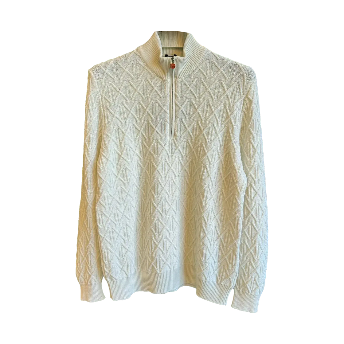 UMK0517011001 Kiton Cashmere Pattern Half Zip Sweater White
