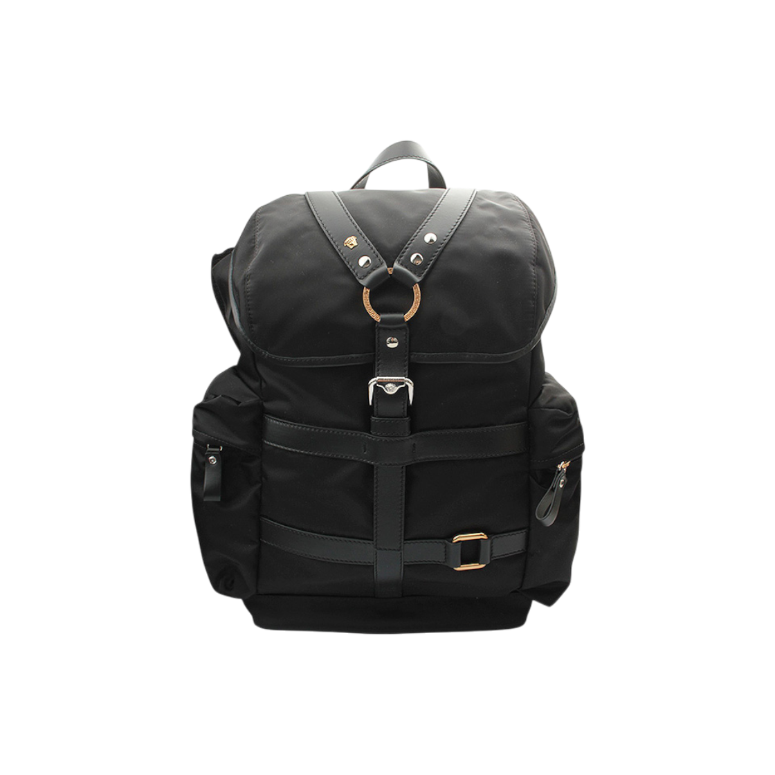 베르사체 블랙 카프스킨 트림 남성 백팩(Versace Black Calfskin Trim Men Backpack)
