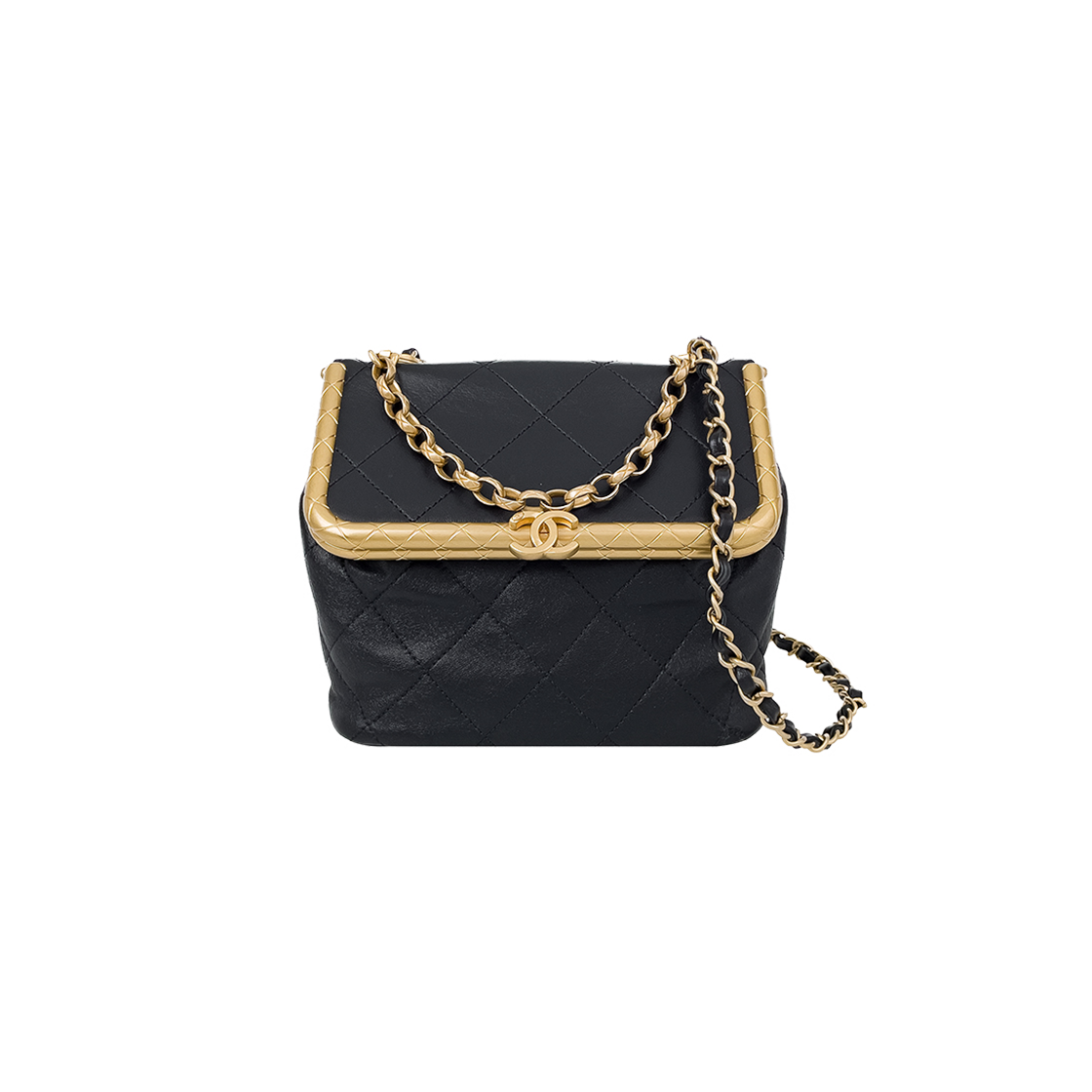 샤넬 20A 키스락백 블랙 빈티지금장 카프스킨(6ET0790)(Chanel 20A Kiss Lock Bag Black Vintage Gold Hardware Calfskin (6ET0790)) - 1