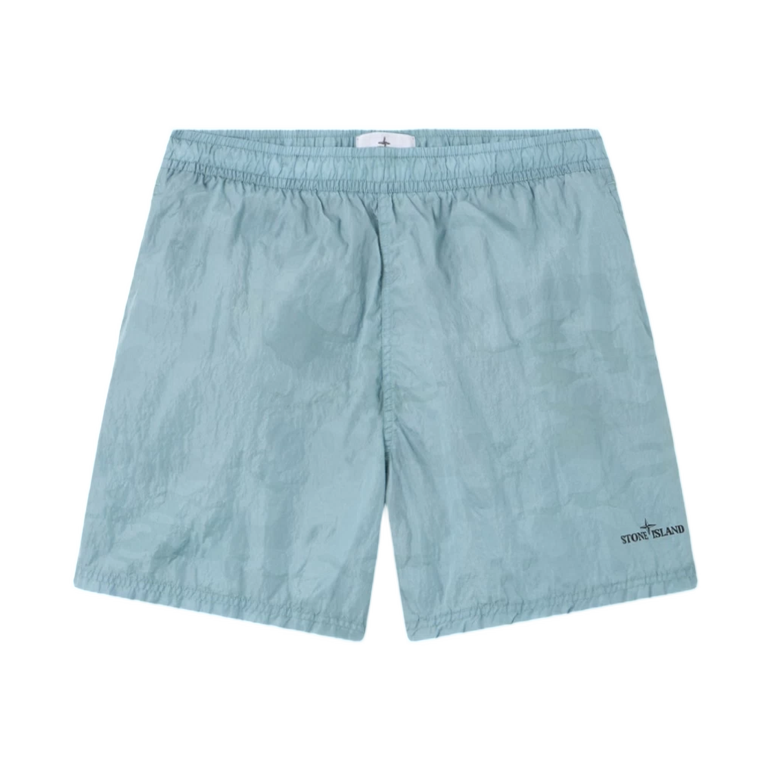 L1S15B1000-02S0E13-V004A Stone Island B100002 Water Reactive Faded Camo Shiny Nylon Loose-Fit Mid-Length Swim Shorts Dust Blue - 26SS