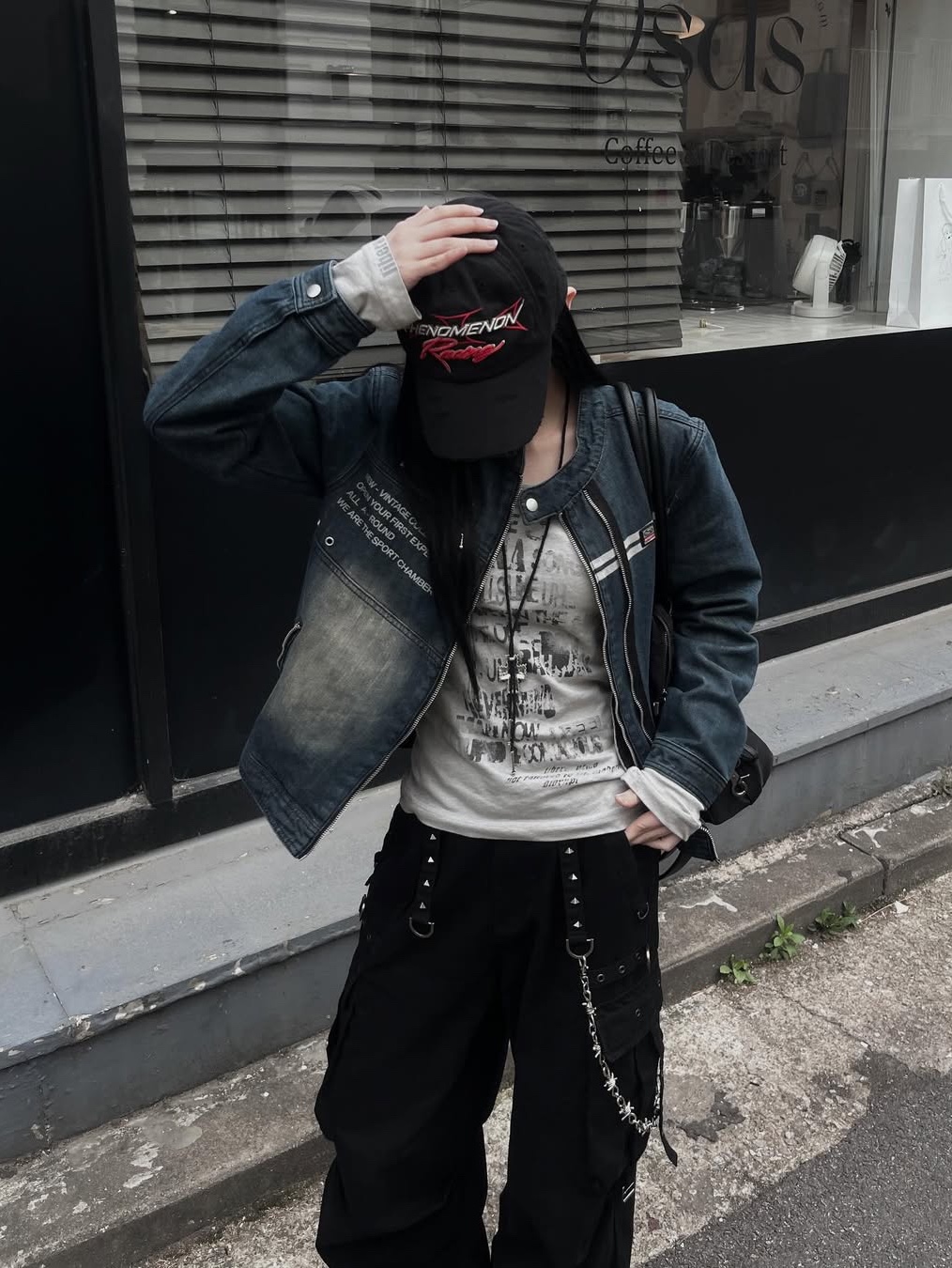 SPORT CHAMBER SC Denim Biker Jacket INDIGO 착용 스타일 - 3