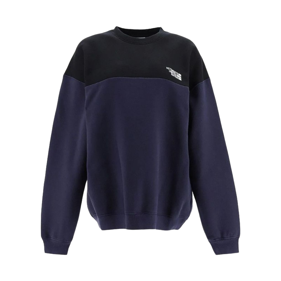 베트멍 리미티드 에디션 투톤 로고 스웨트셔츠 블랙 블루(Vetements Limited Edition Two-Tone Logo Sweatshirt Black Blue)